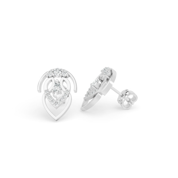 0.32 CTW 14K White Gold Diamond Baroque Stud Earrings